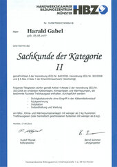 Harald Gabel, Sachkunde der Kategorie II